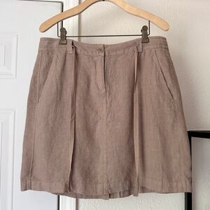 KEW tan linen lagenlook drawstring waist mini‎ skirt
